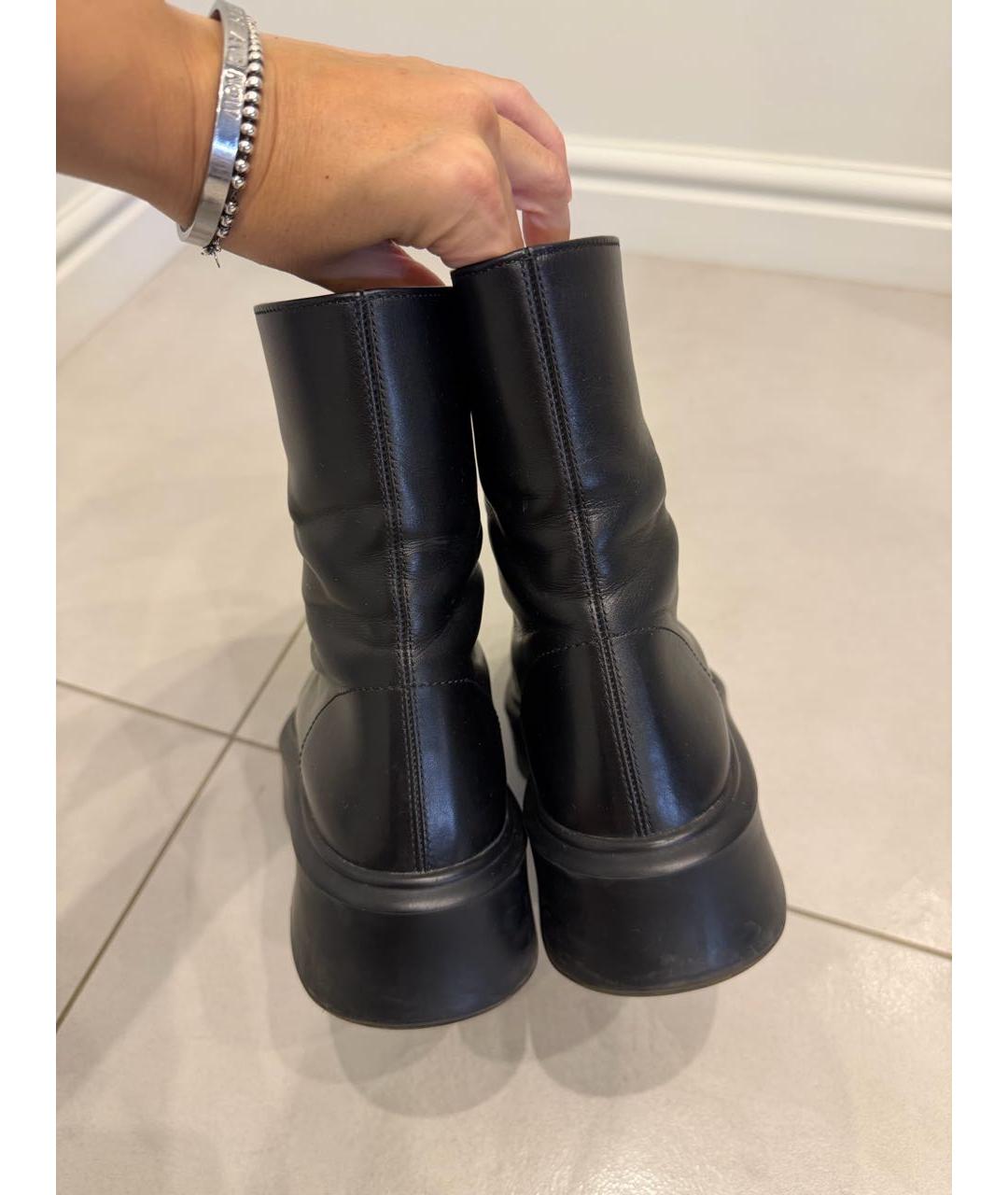 THE ROW Черные кожаные полусапоги, фото 7