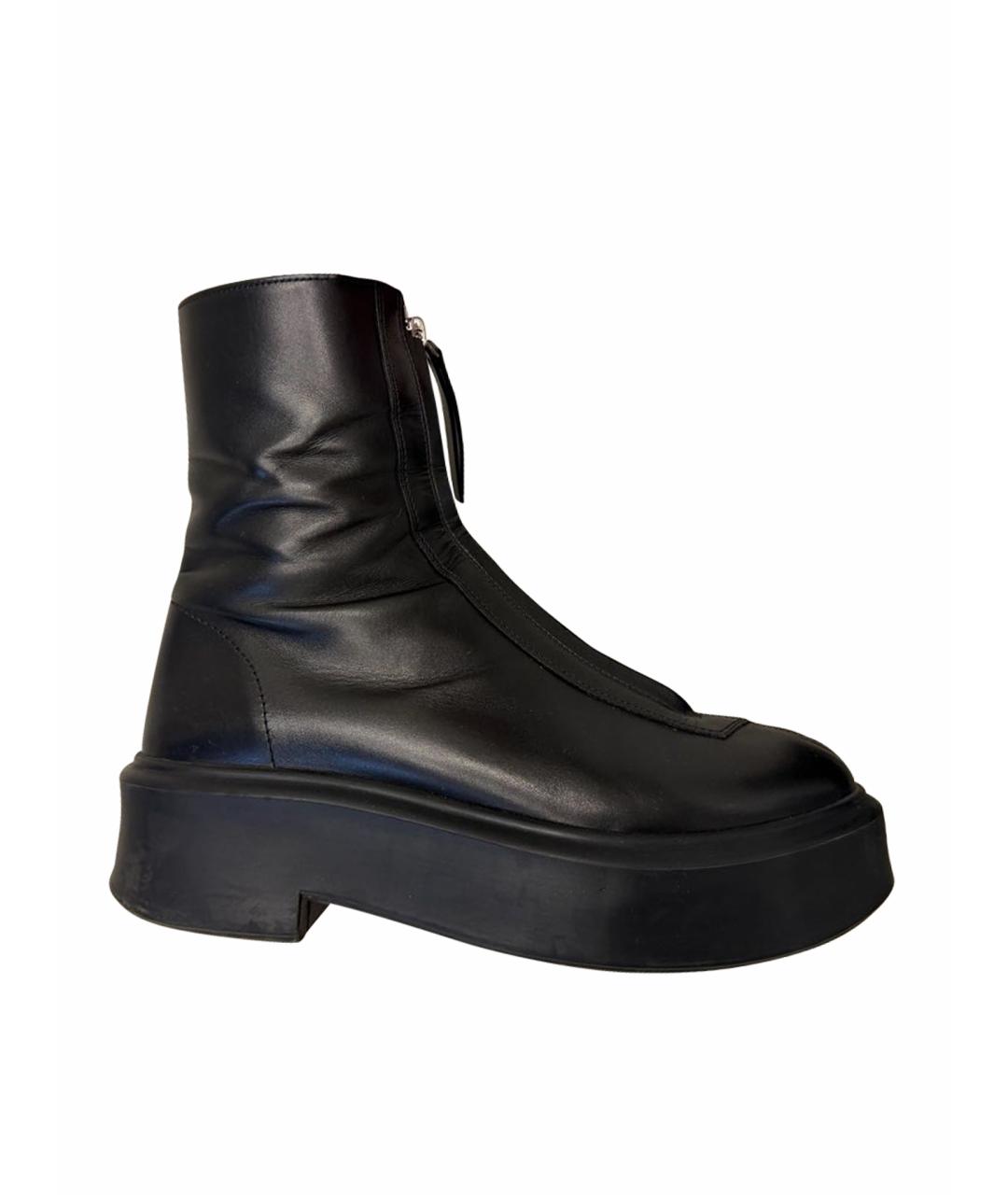 THE ROW Черные кожаные полусапоги, фото 1