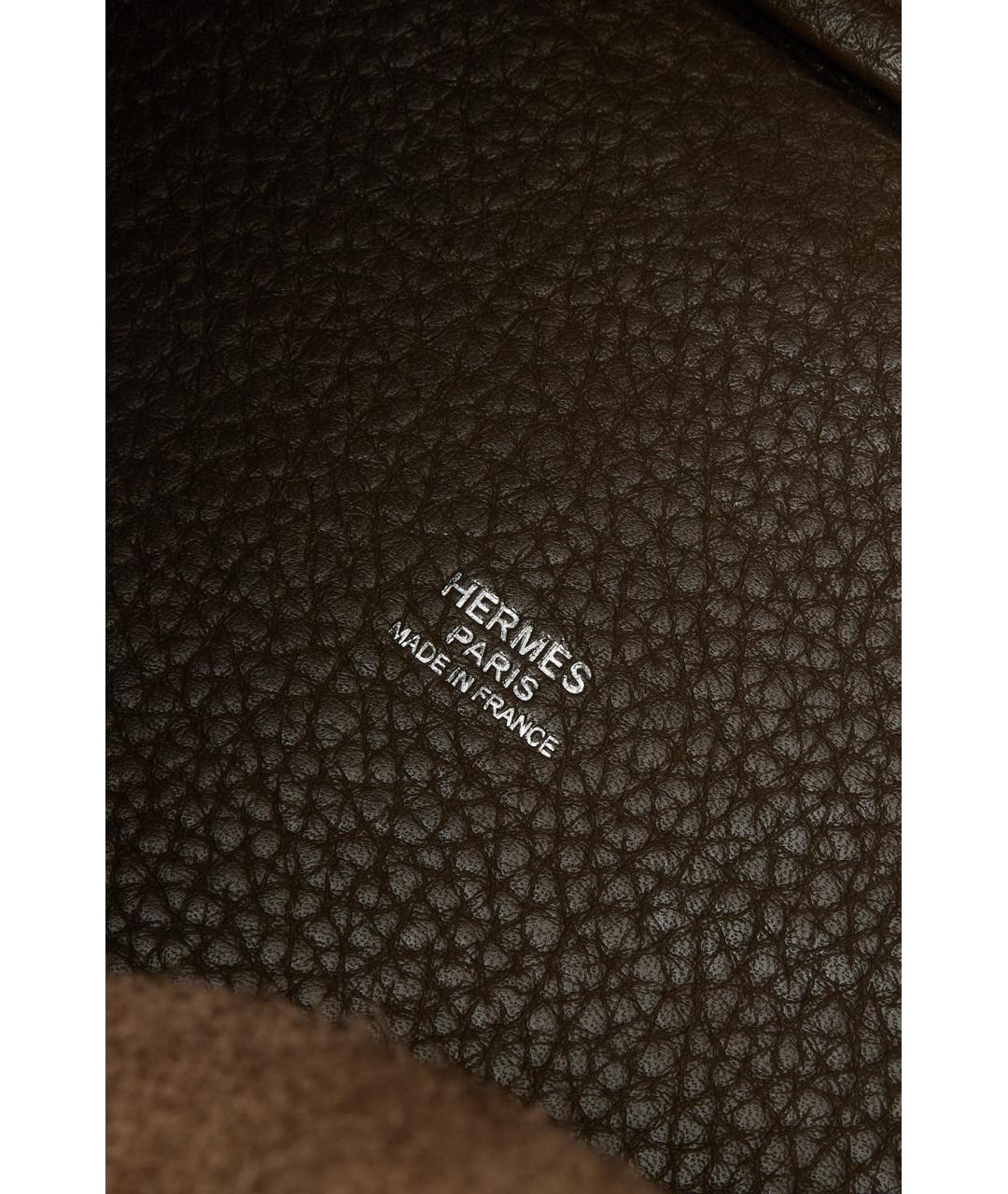 HERMES Коричневая кожаная сумка с короткими ручками, фото 5