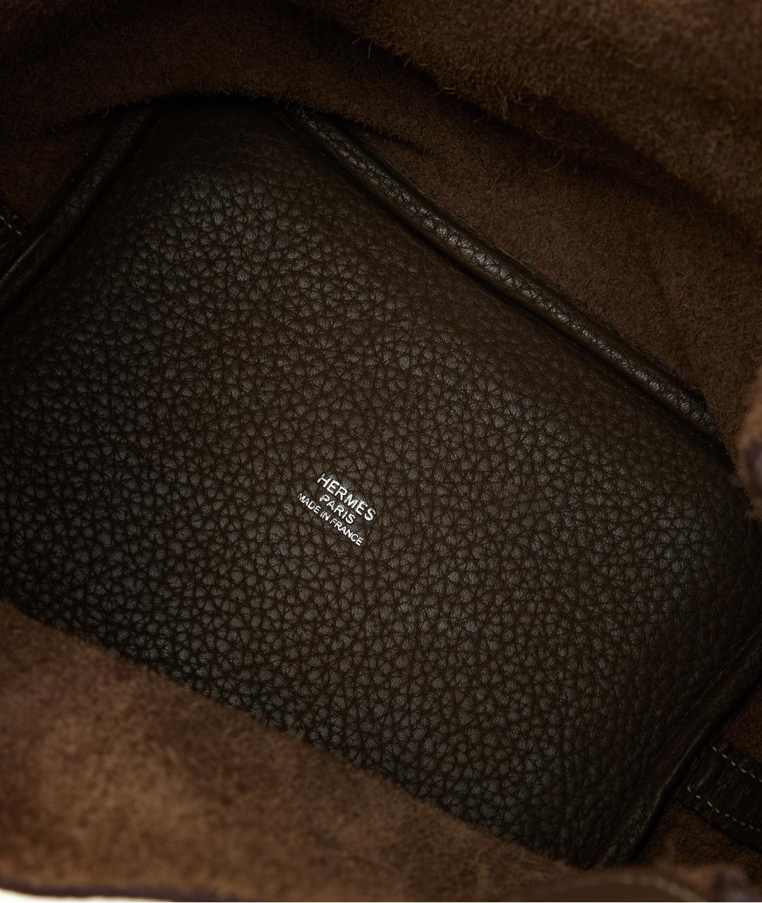 HERMES Коричневая кожаная сумка с короткими ручками, фото 4