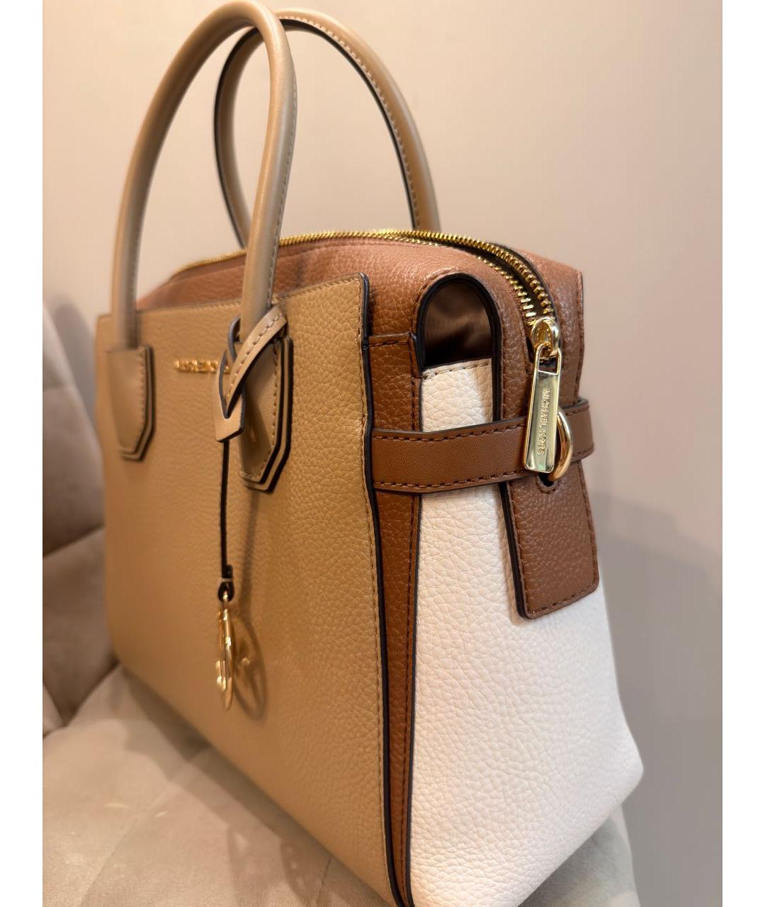 MICHAEL KORS Бежевая кожаная сумка тоут, фото 2