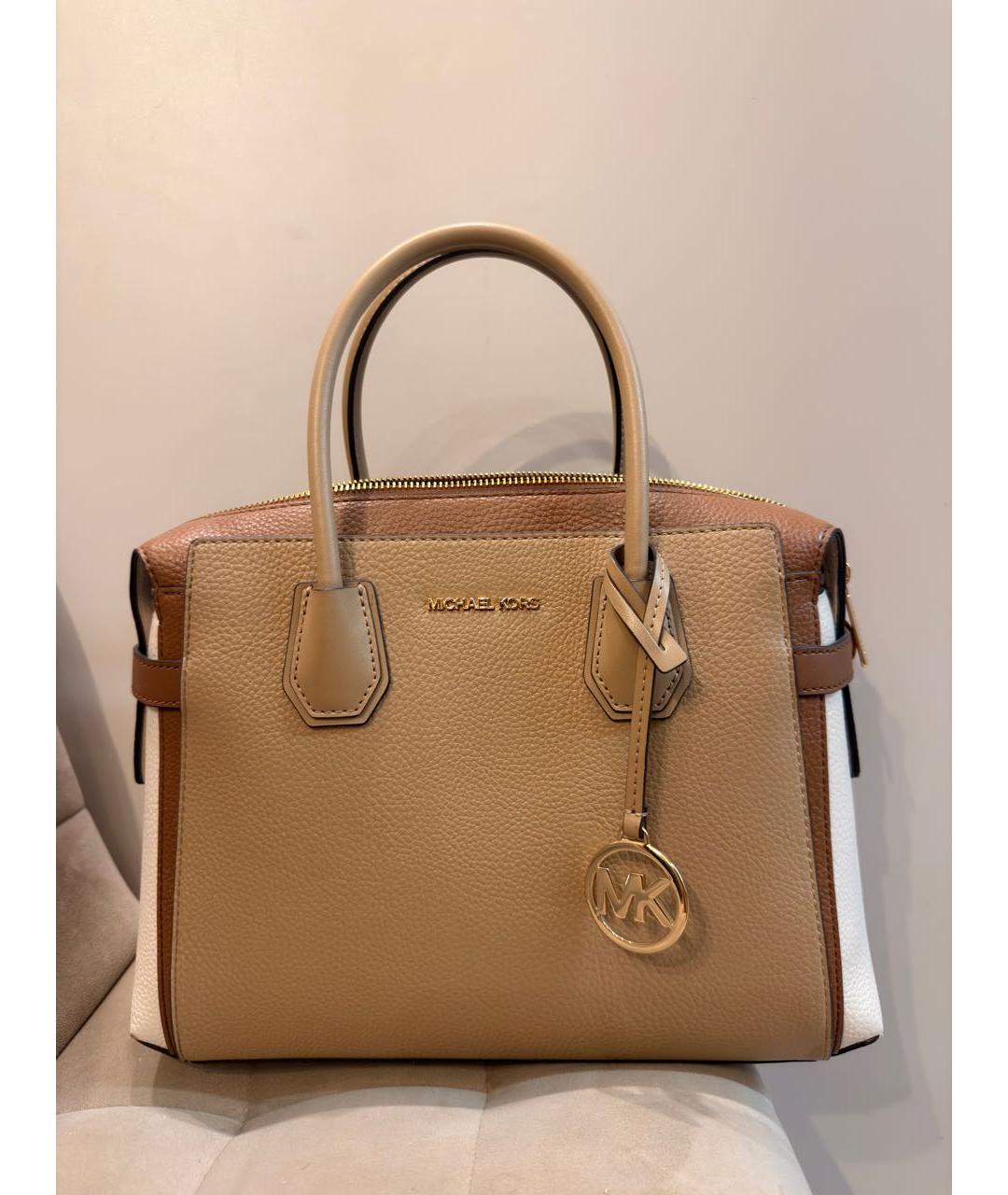 MICHAEL KORS Бежевая кожаная сумка тоут, фото 8