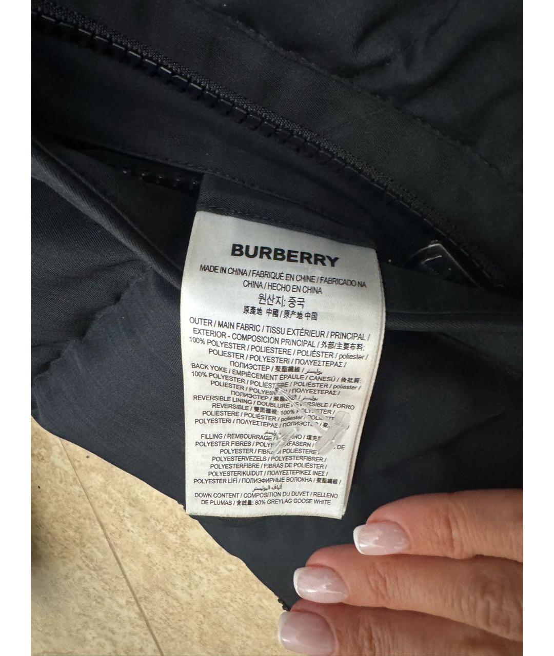 BURBERRY Черный полиэстеровый пуховик, фото 4