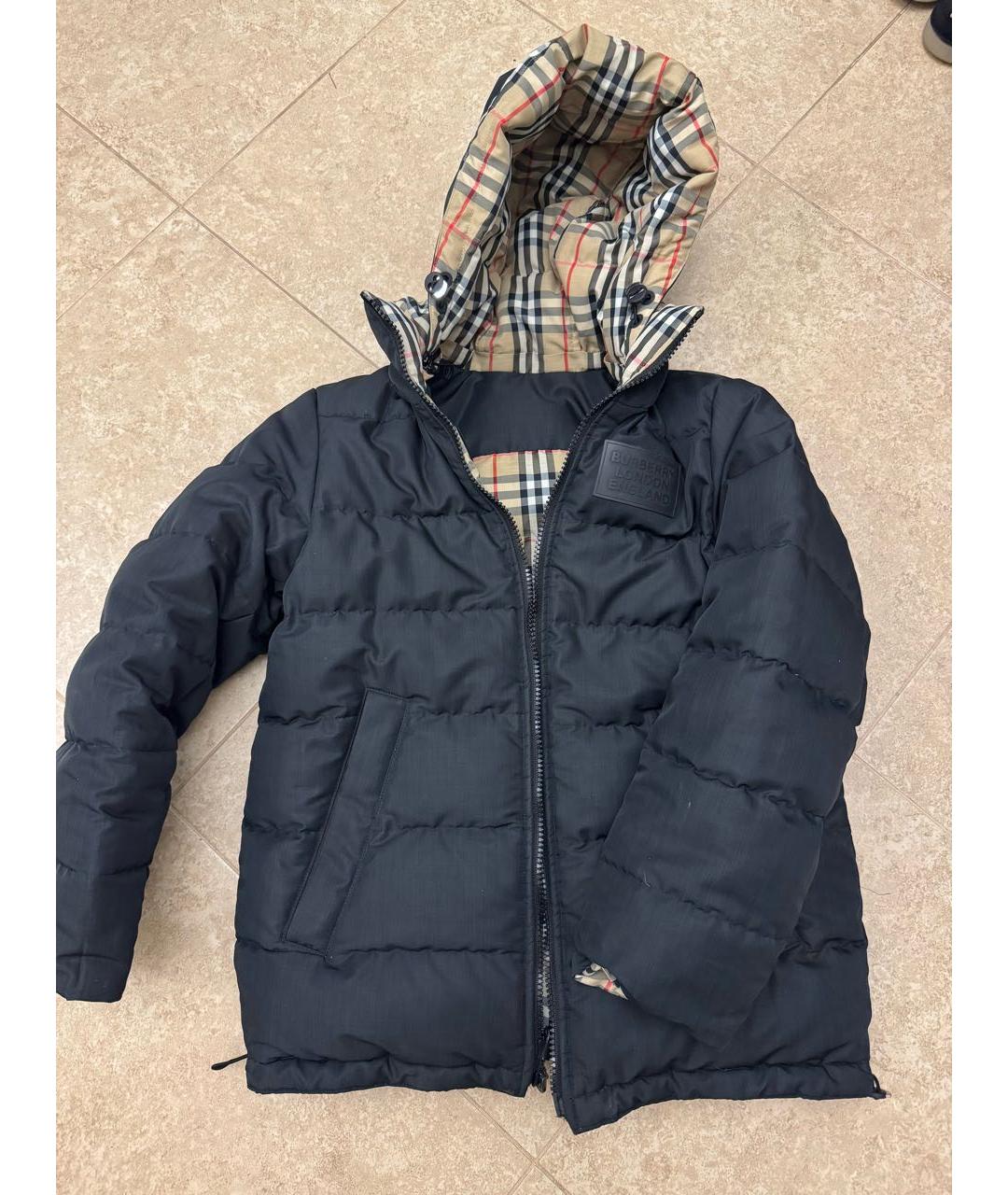 BURBERRY Черный полиэстеровый пуховик, фото 2