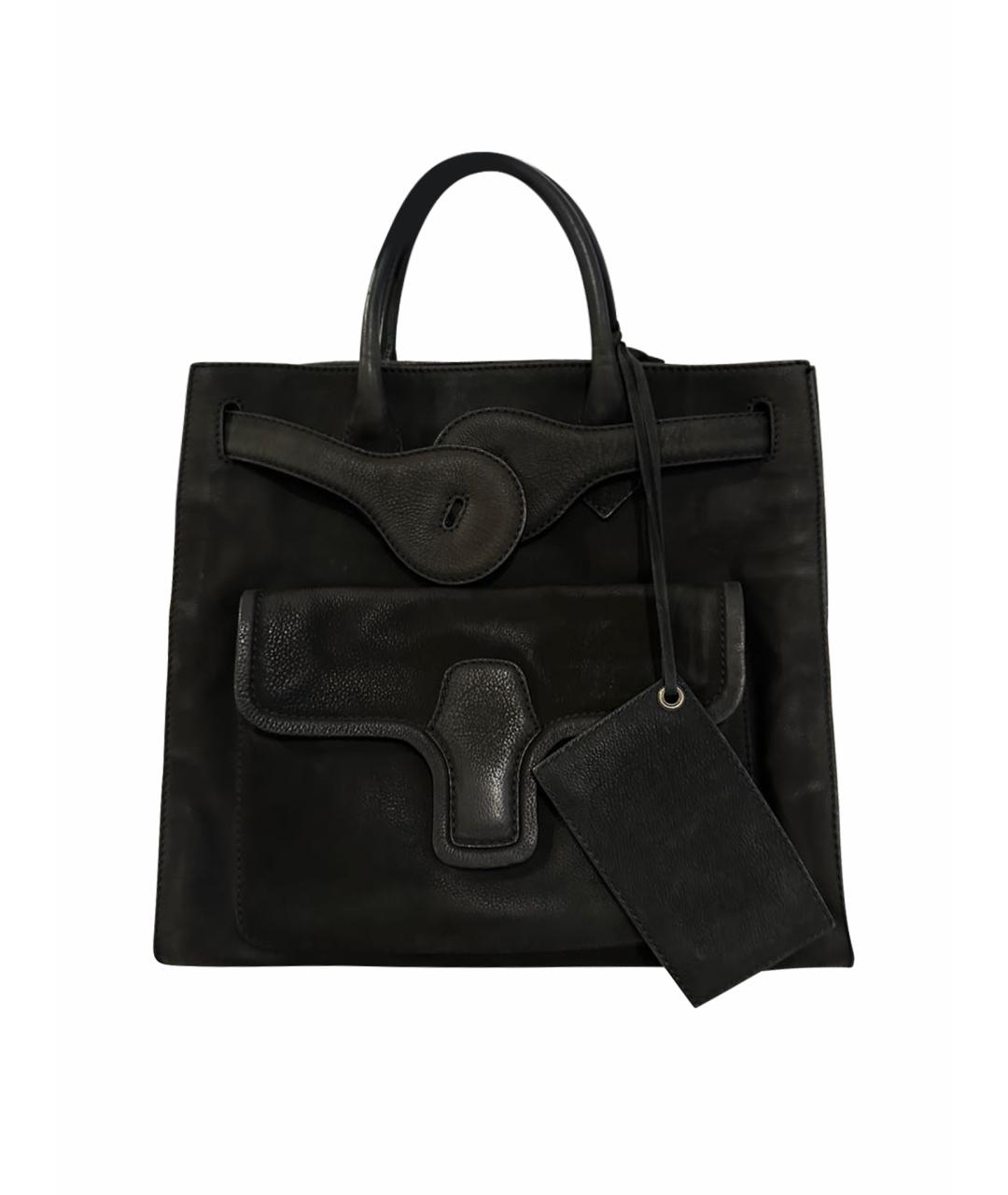 BALENCIAGA Черная замшевая сумка тоут, фото 1