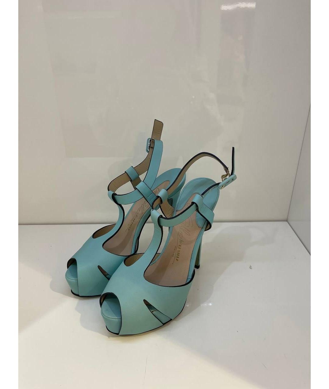 LE SILLA Бирюзовые кожаные босоножки, фото 3