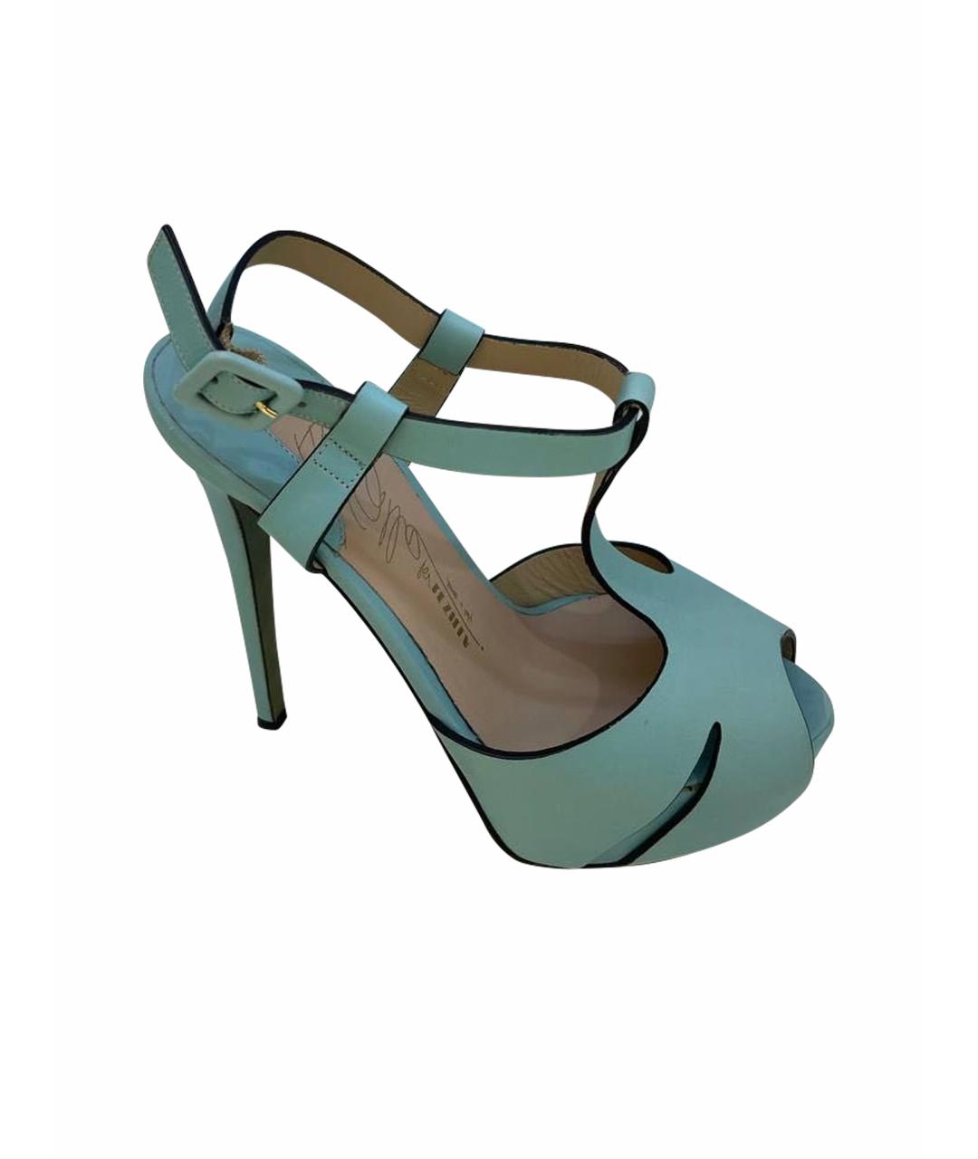 LE SILLA Бирюзовые кожаные босоножки, фото 1