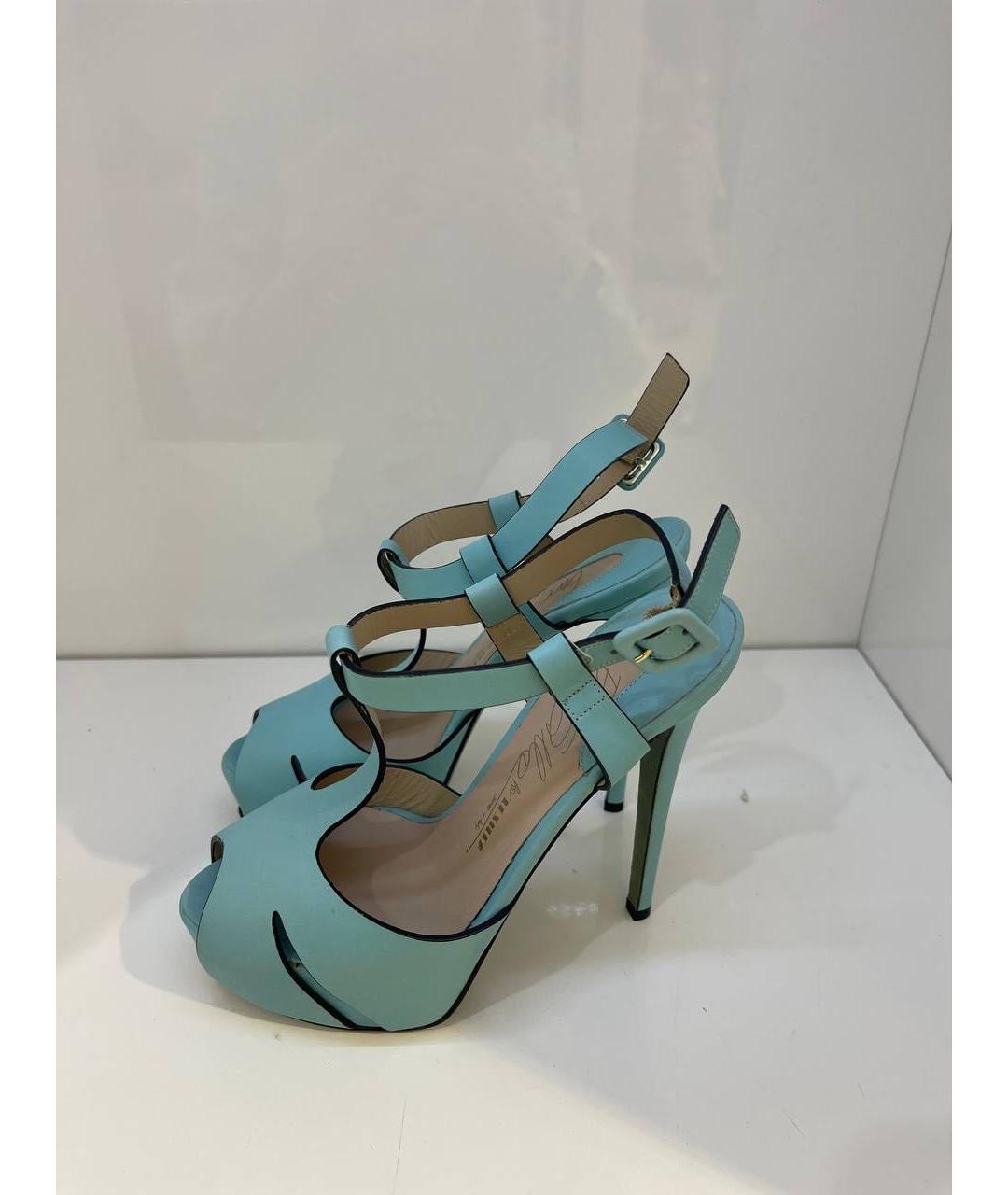 LE SILLA Бирюзовые кожаные босоножки, фото 4