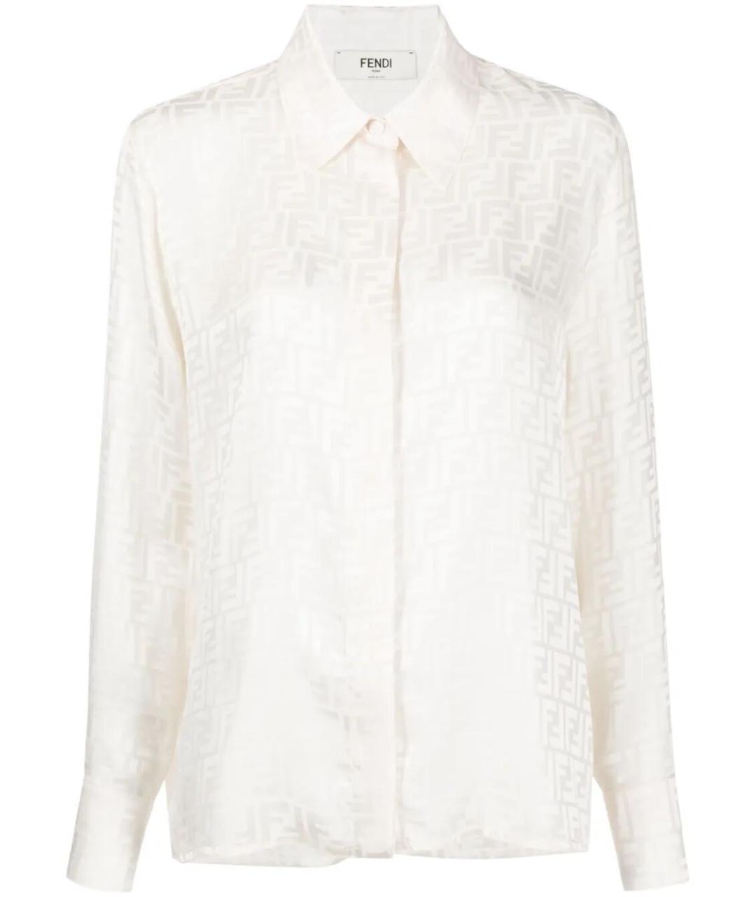 FENDI Белая шелковая рубашка, фото 1