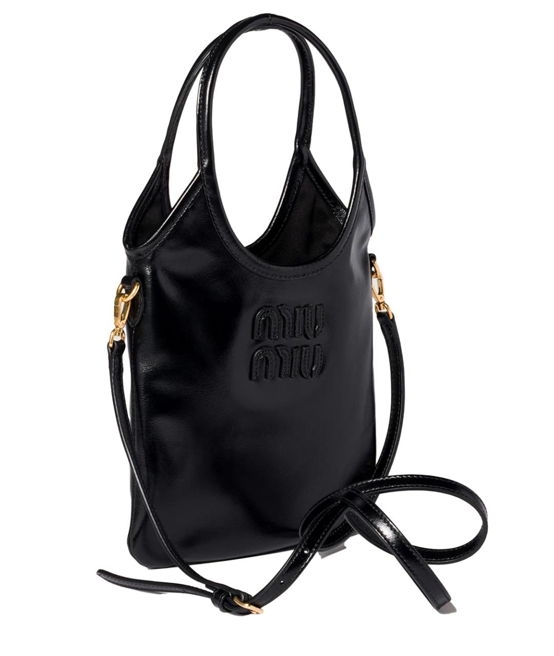 MIU MIU Черная кожаная сумка тоут, фото 3