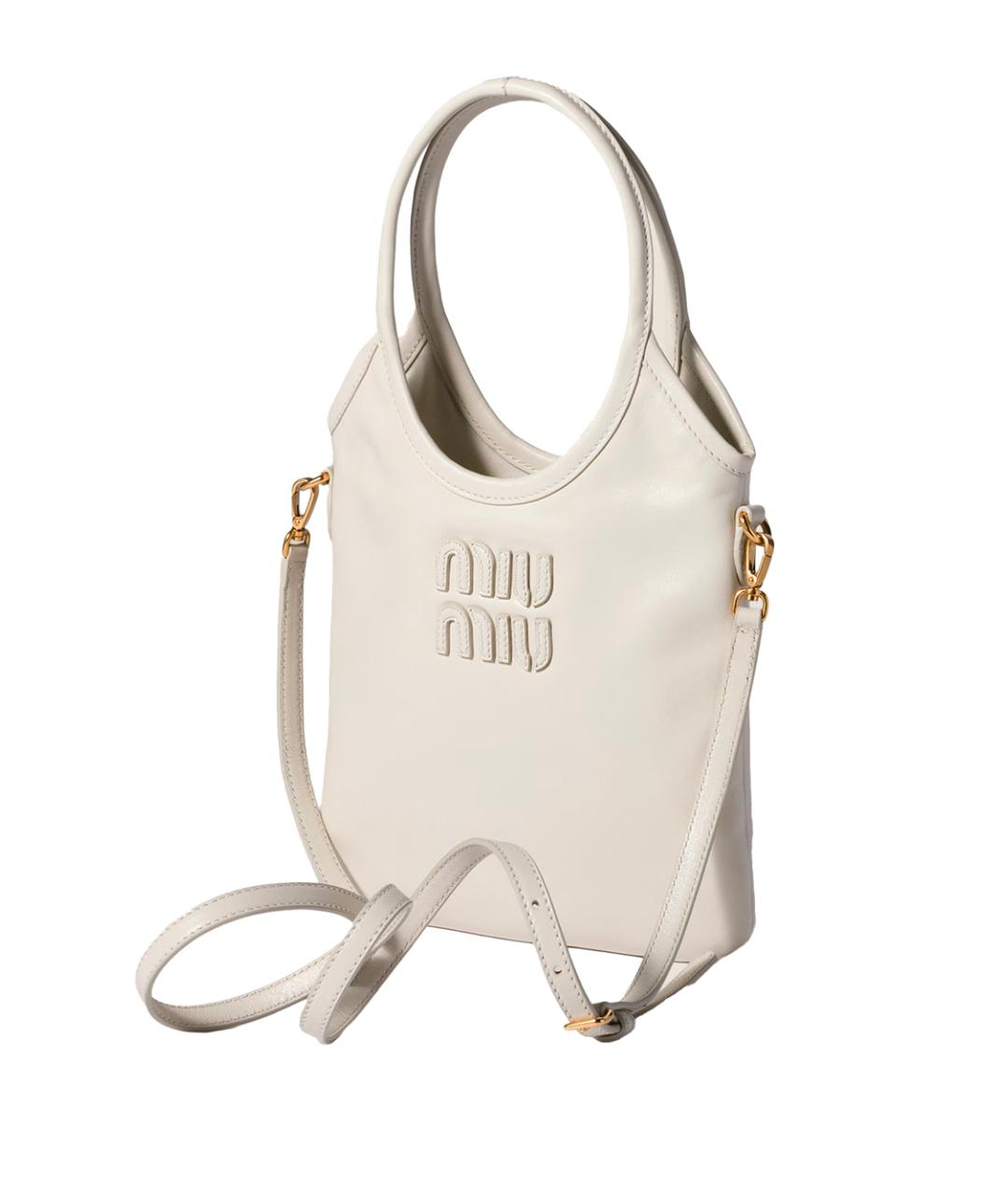 MIU MIU Белая кожаная сумка тоут, фото 3