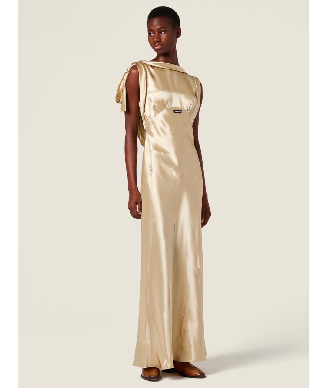 MIU MIU Бежевое ацетатное вечернее платье, фото 2
