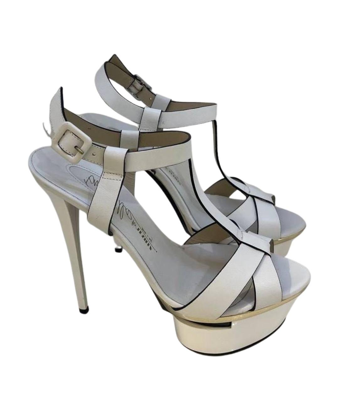 LE SILLA Белые кожаные босоножки, фото 1