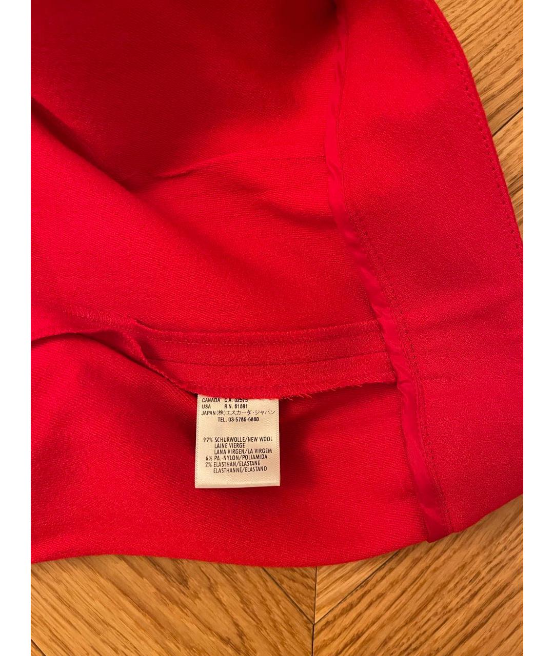 ESCADA Красные шерстяные прямые брюки, фото 5