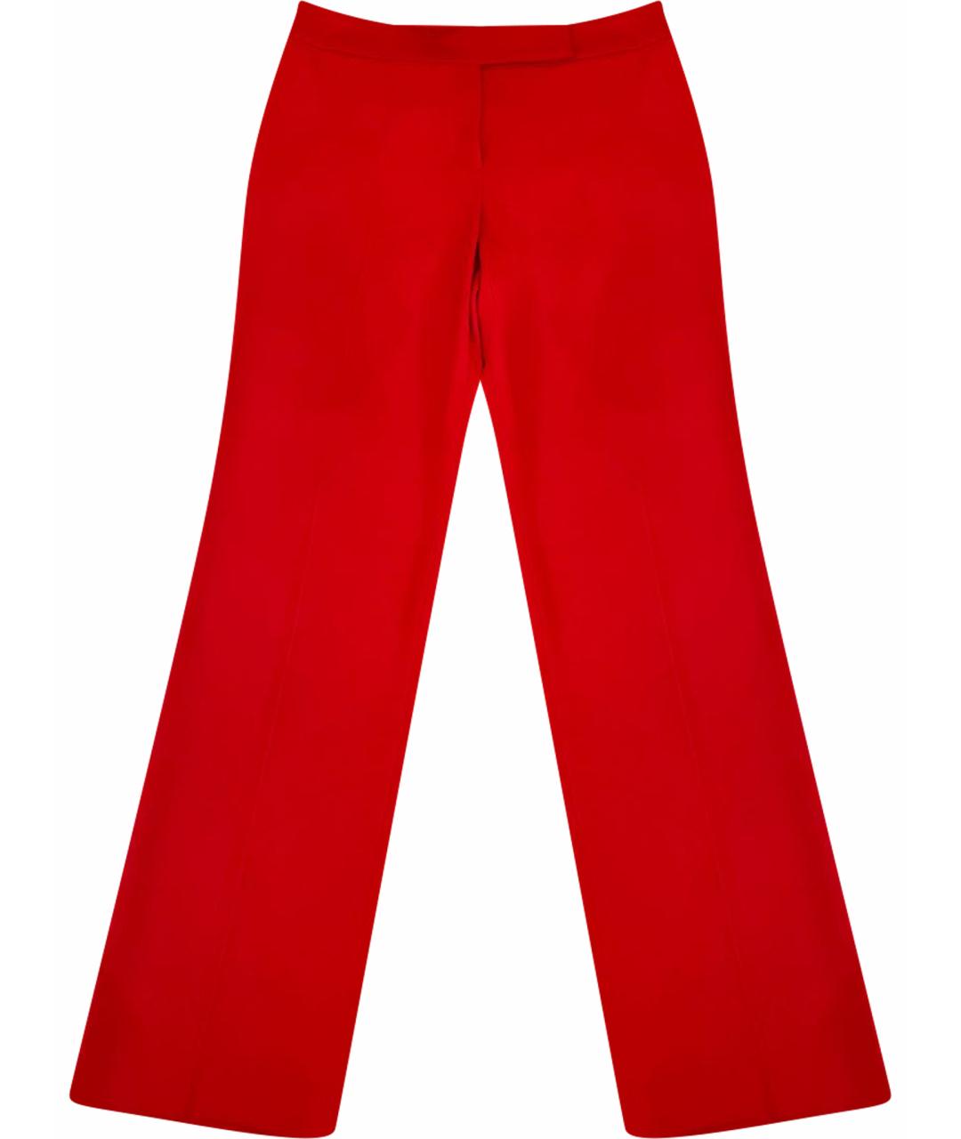 ESCADA Красные шерстяные прямые брюки, фото 1