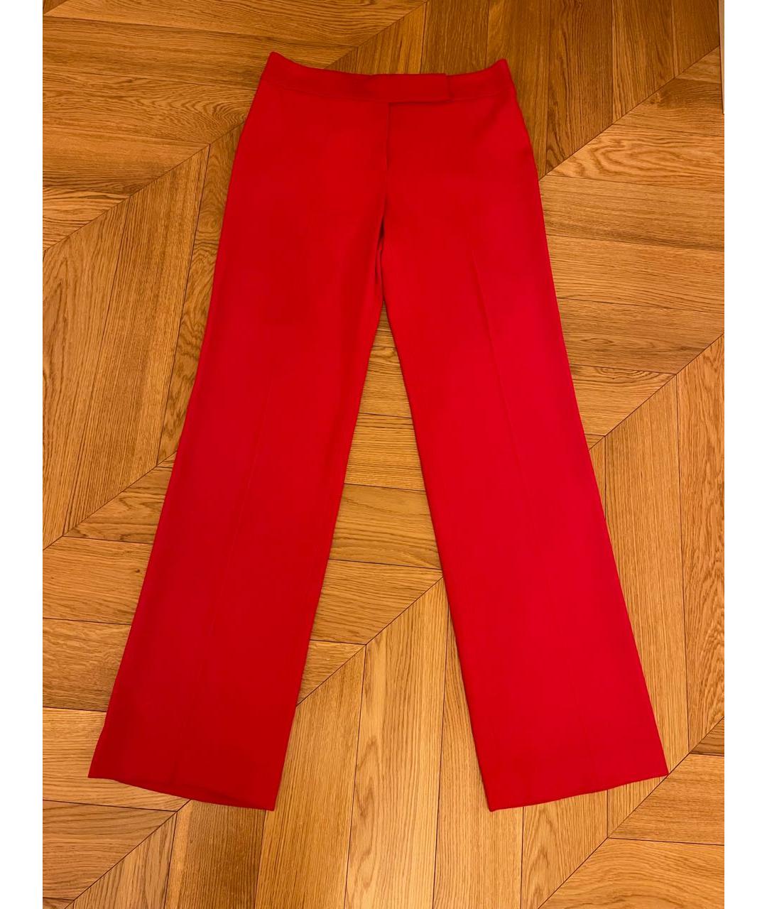 ESCADA Красные шерстяные прямые брюки, фото 6