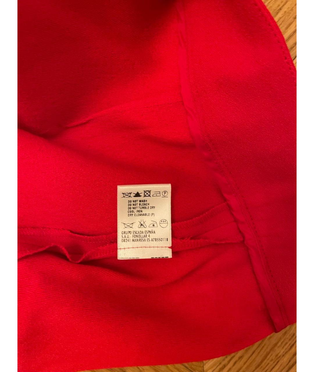 ESCADA Красные шерстяные прямые брюки, фото 4