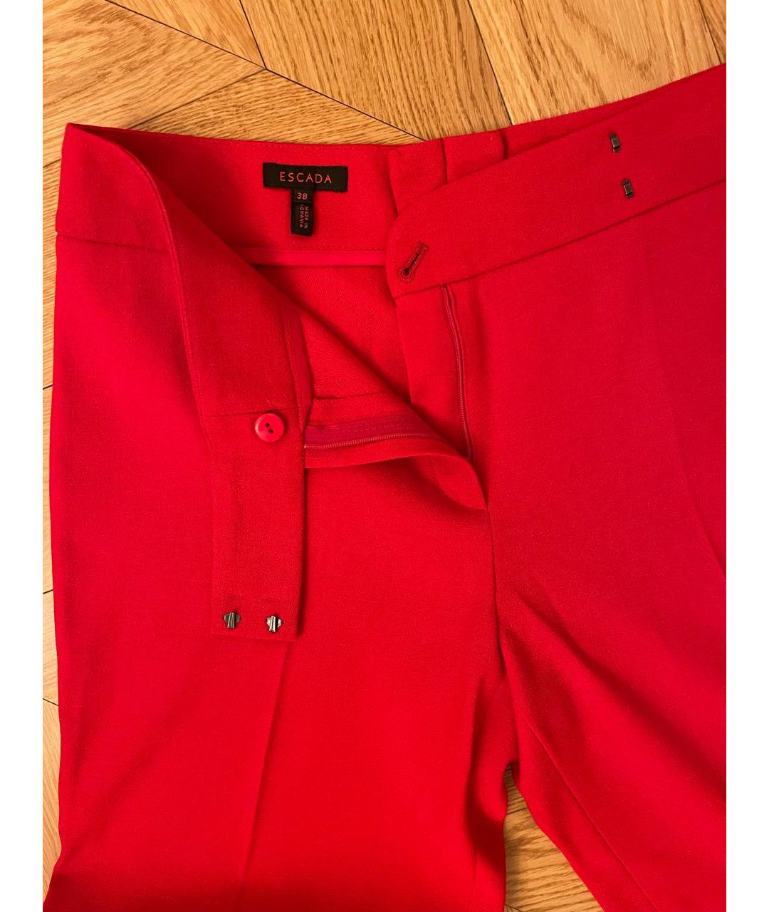 ESCADA Красные шерстяные прямые брюки, фото 3