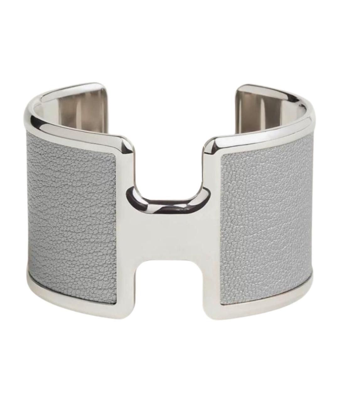 HERMES Серебрянный кожаный браслет, фото 1