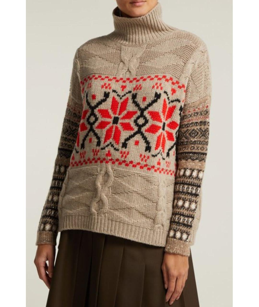 WEEKEND MAX MARA Бежевый шерстяной джемпер / свитер, фото 2