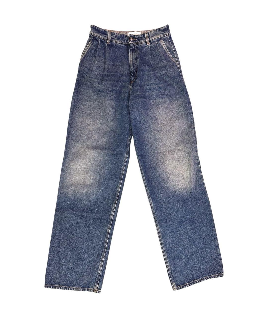 SPORTMAX Темно-синие хлопковые прямые джинсы, фото 1