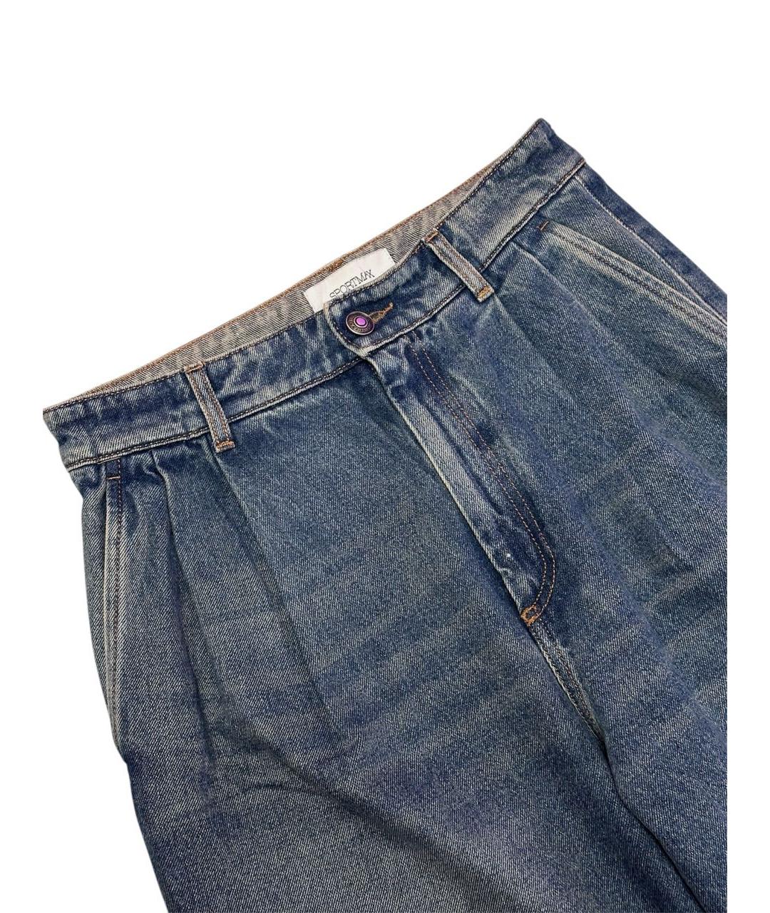 SPORTMAX Темно-синие хлопковые прямые джинсы, фото 5