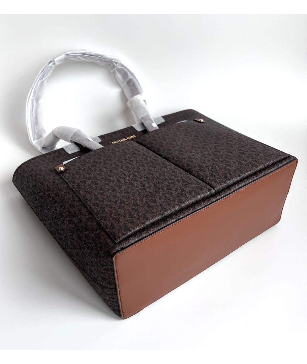 MICHAEL MICHAEL KORS Коричневая кожаная сумка тоут, фото 7
