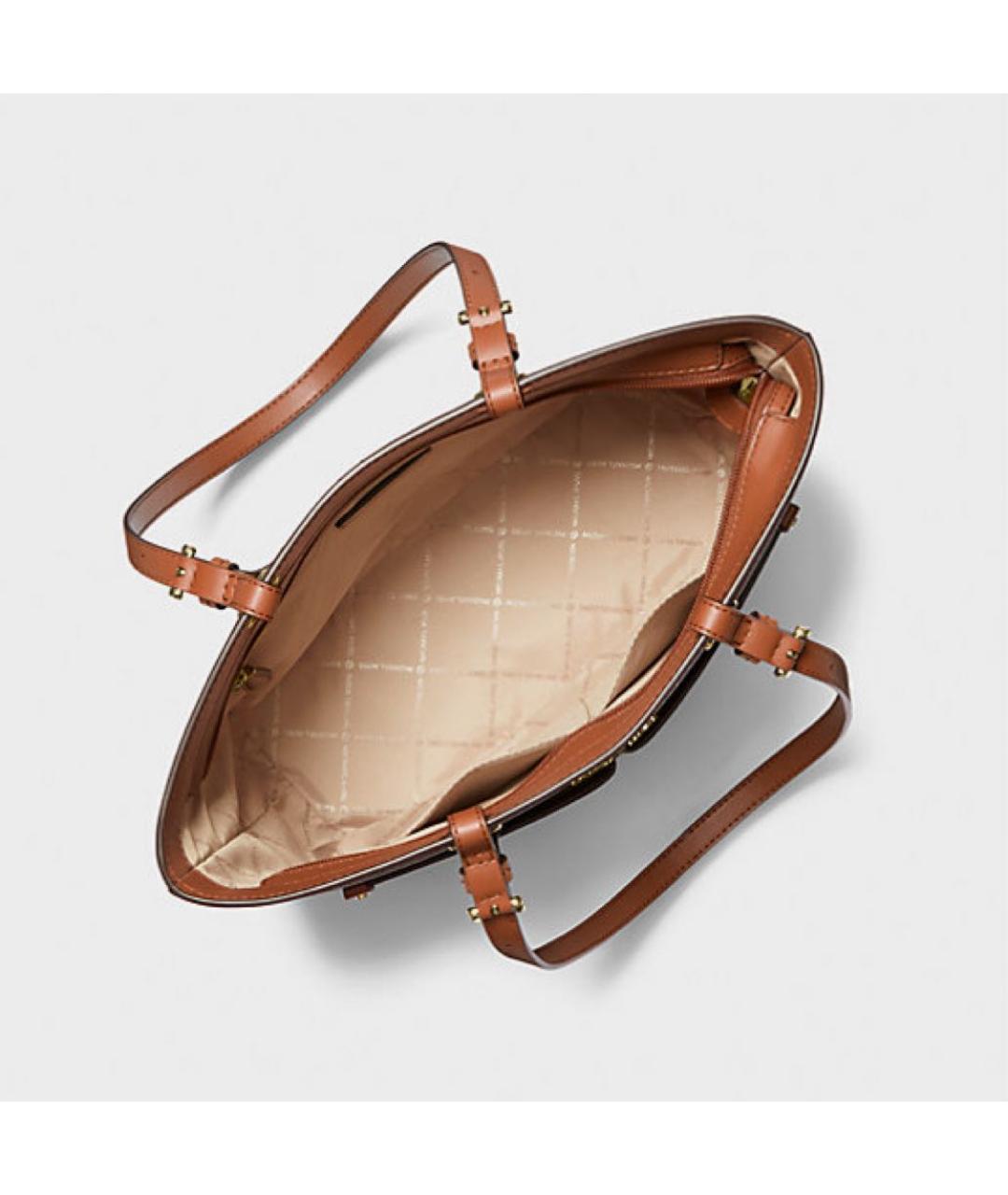 MICHAEL MICHAEL KORS Коричневая кожаная сумка тоут, фото 4