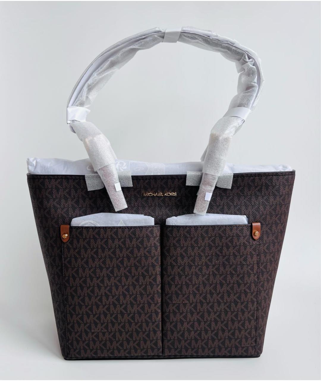 MICHAEL MICHAEL KORS Коричневая кожаная сумка тоут, фото 8