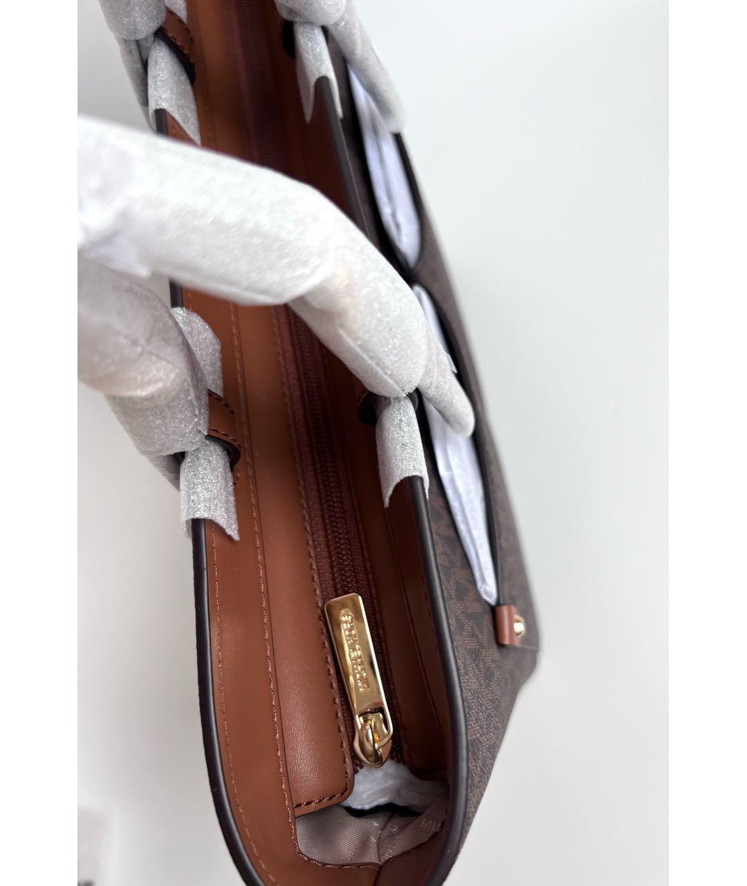 MICHAEL MICHAEL KORS Коричневая кожаная сумка тоут, фото 5