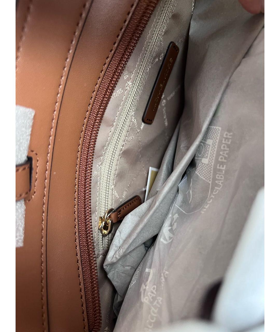 MICHAEL MICHAEL KORS Коричневая кожаная сумка тоут, фото 6