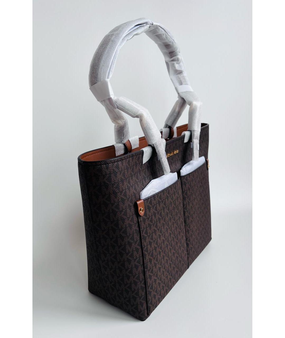 MICHAEL MICHAEL KORS Коричневая кожаная сумка тоут, фото 2