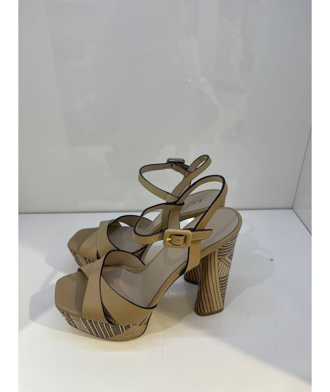 LE SILLA Бежевые кожаные босоножки, фото 4