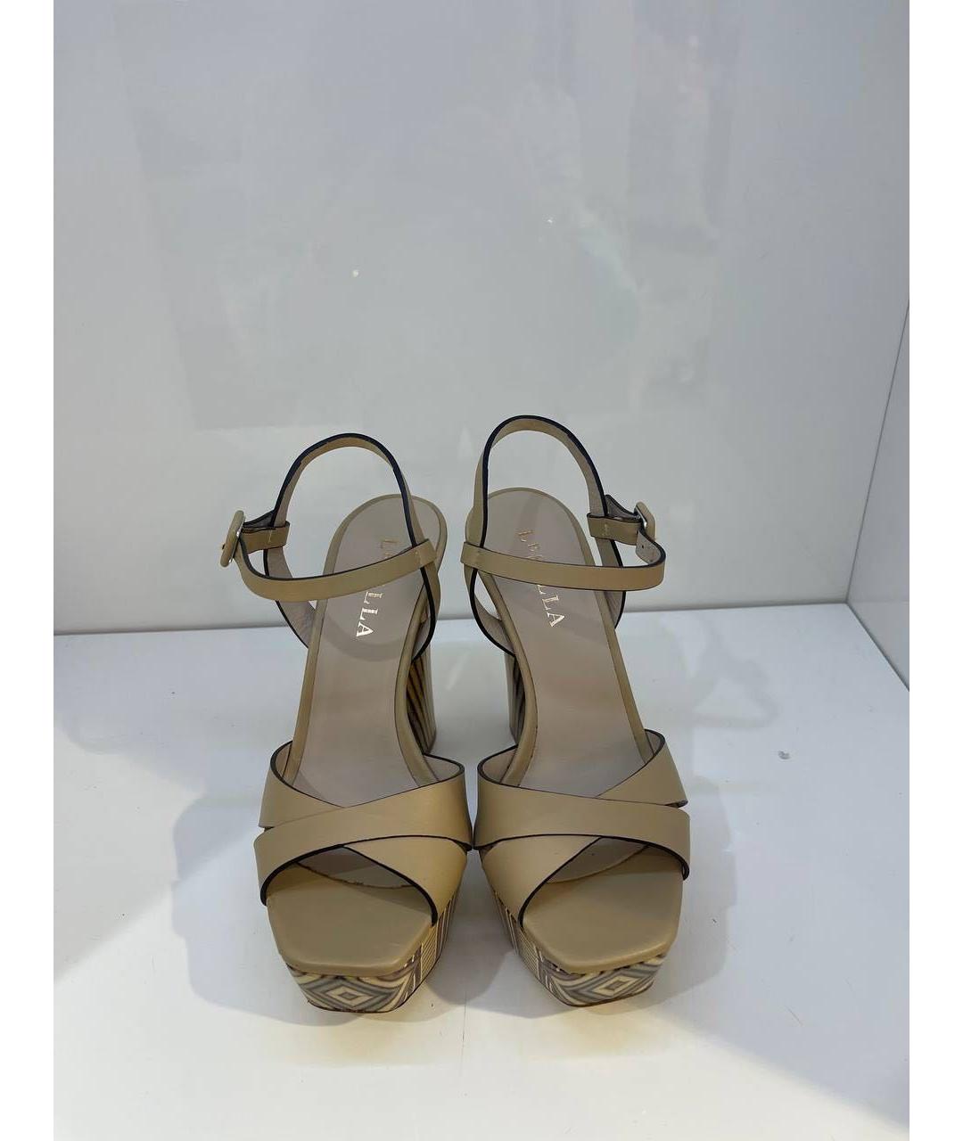 LE SILLA Бежевые кожаные босоножки, фото 2