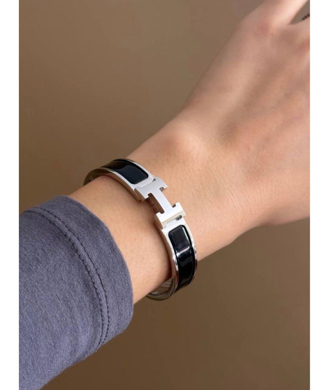 HERMES Черный металлический браслет, фото 3