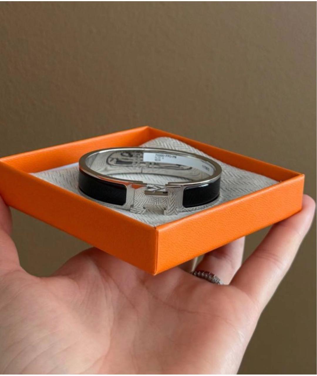 HERMES Черный металлический браслет, фото 2