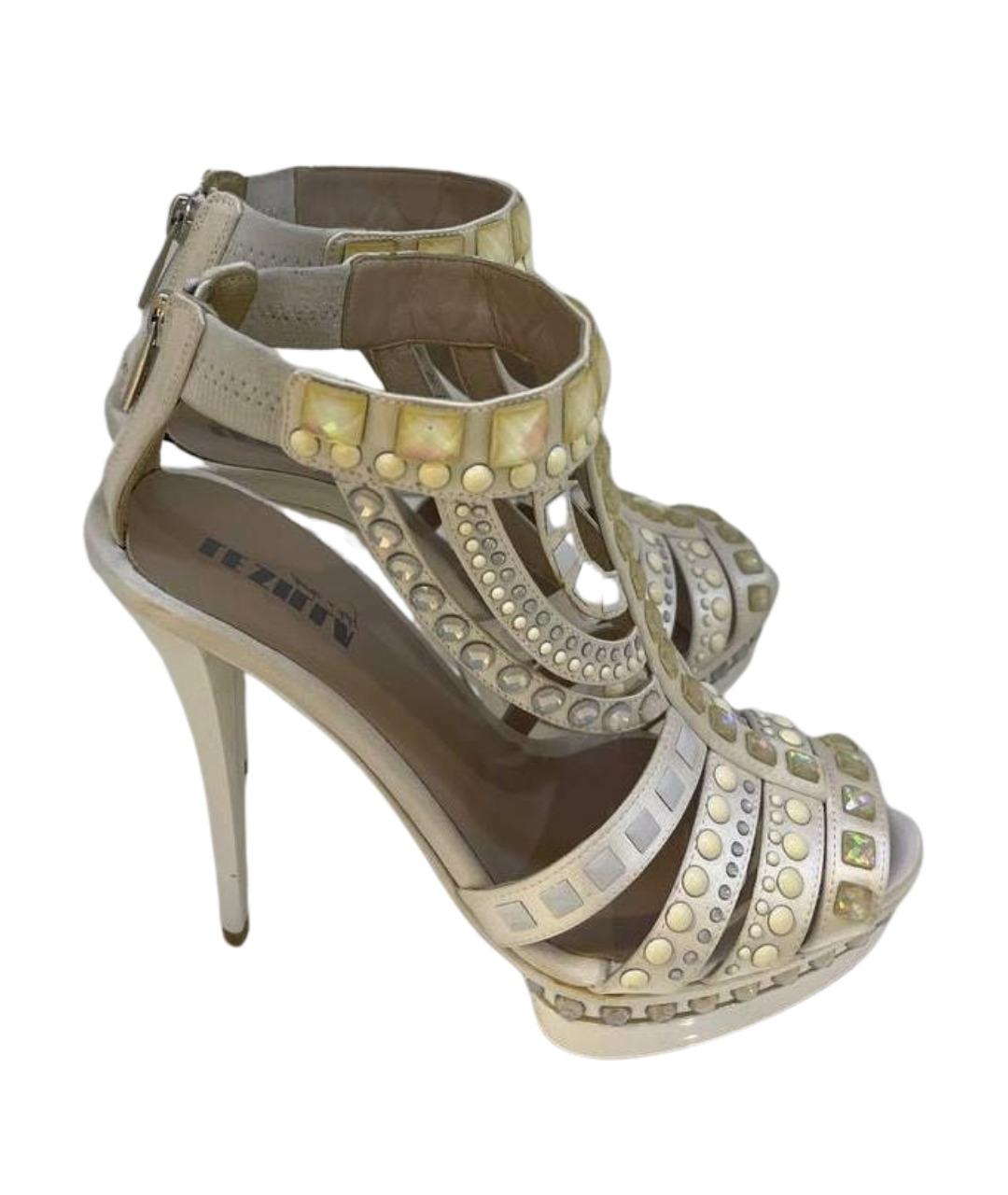 LE SILLA Бежевые кожаные босоножки, фото 1