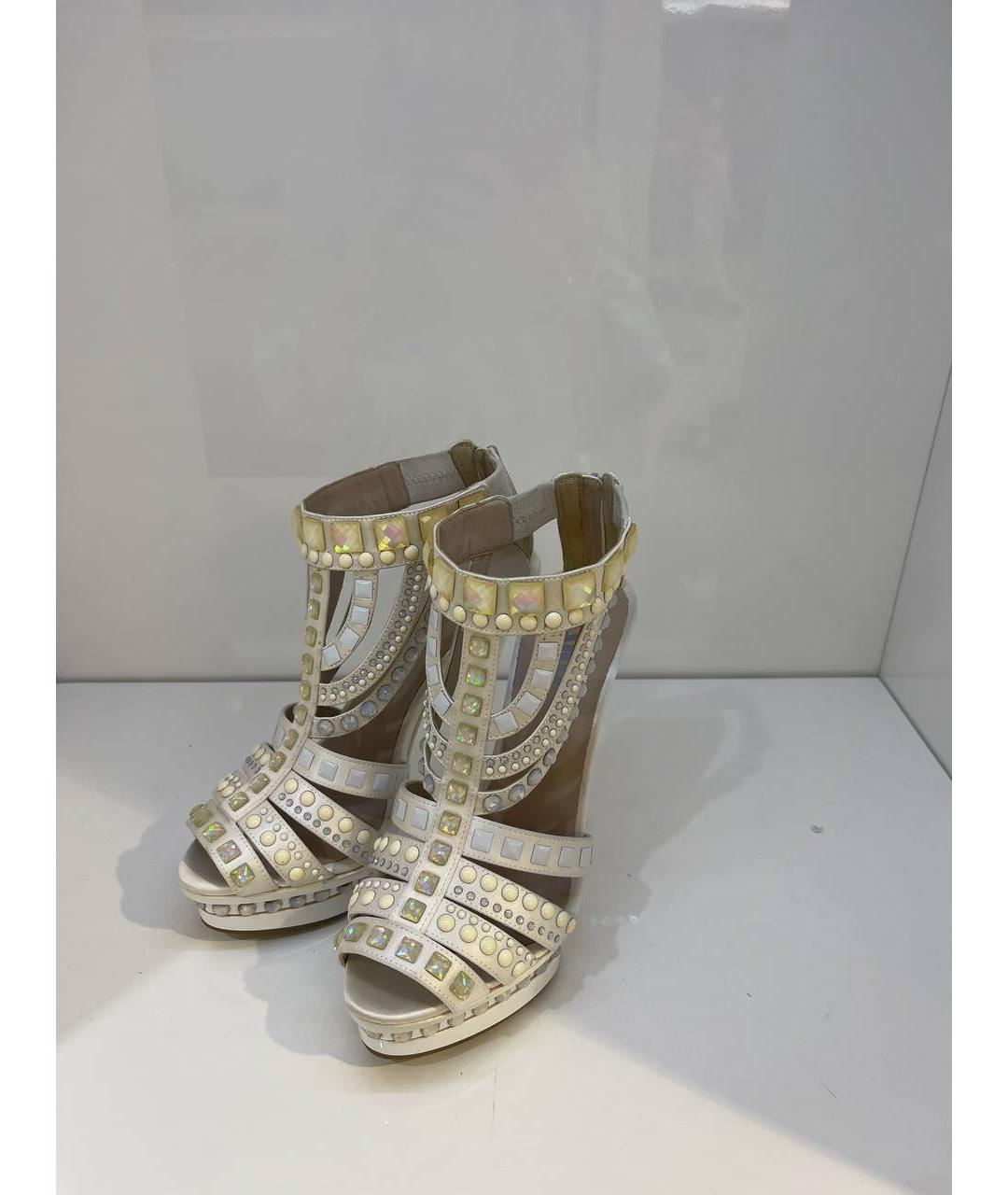 LE SILLA Бежевые кожаные босоножки, фото 3