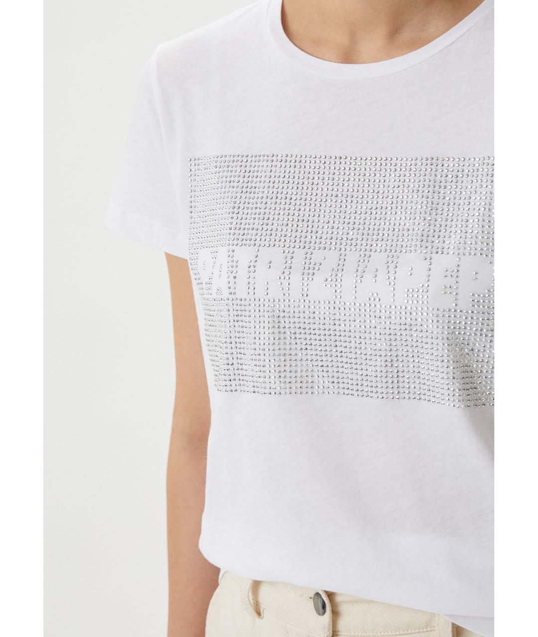 PATRIZIA PEPE Белая хлопковая футболка, фото 3