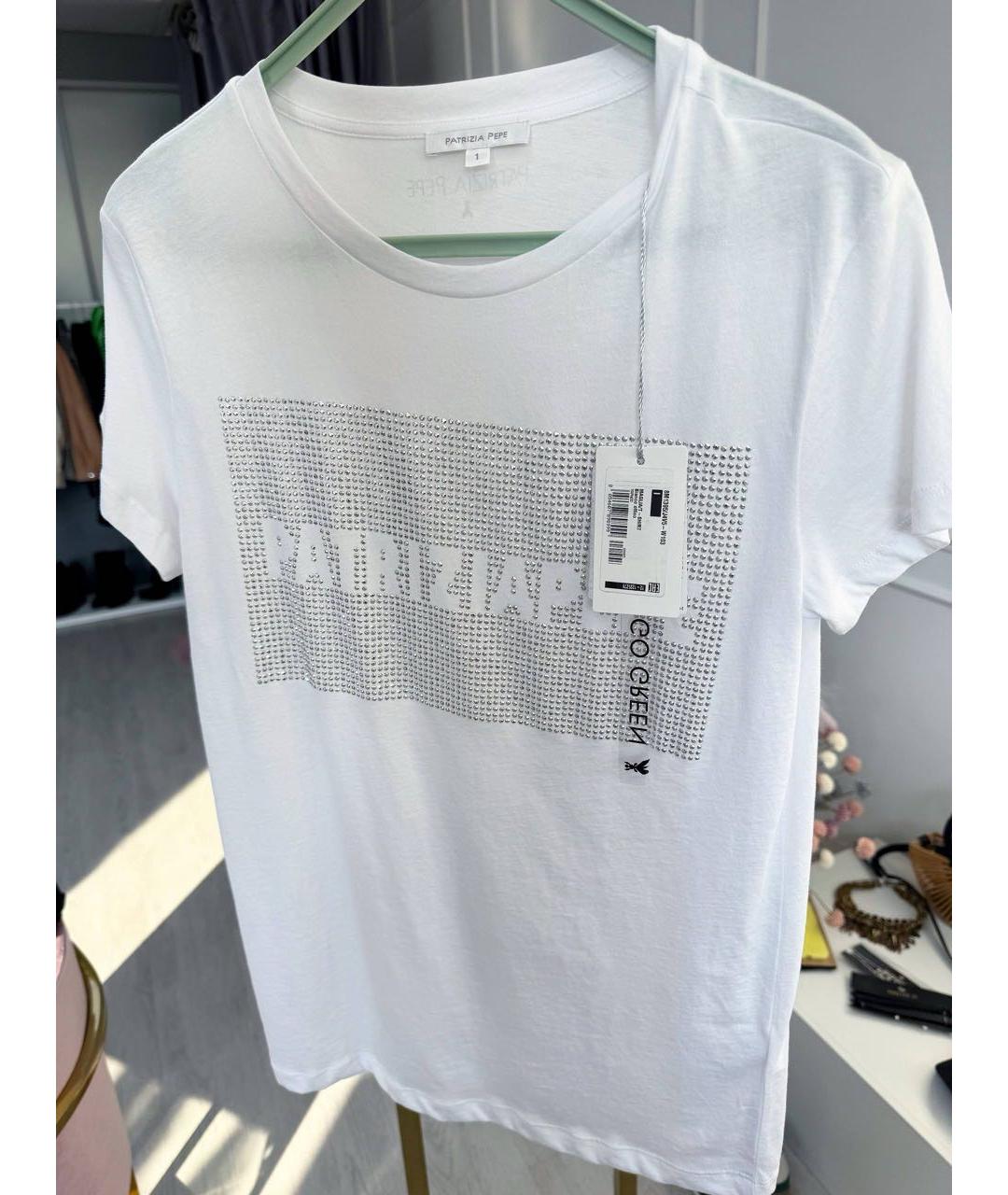PATRIZIA PEPE Белая хлопковая футболка, фото 4