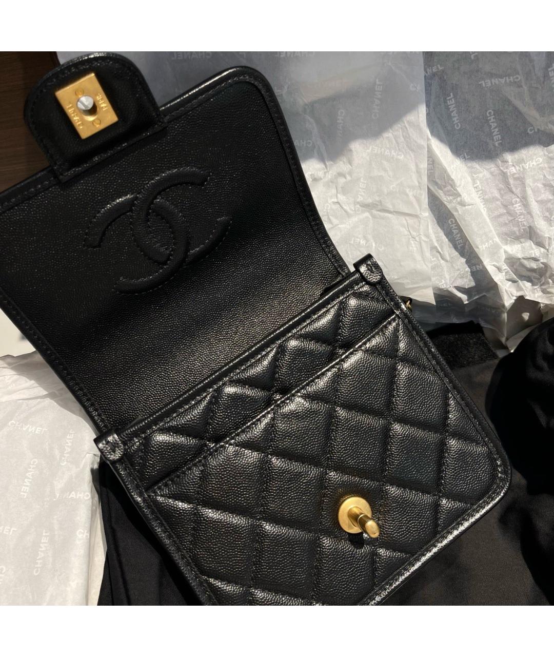 CHANEL Черная кожаная сумка через плечо, фото 5