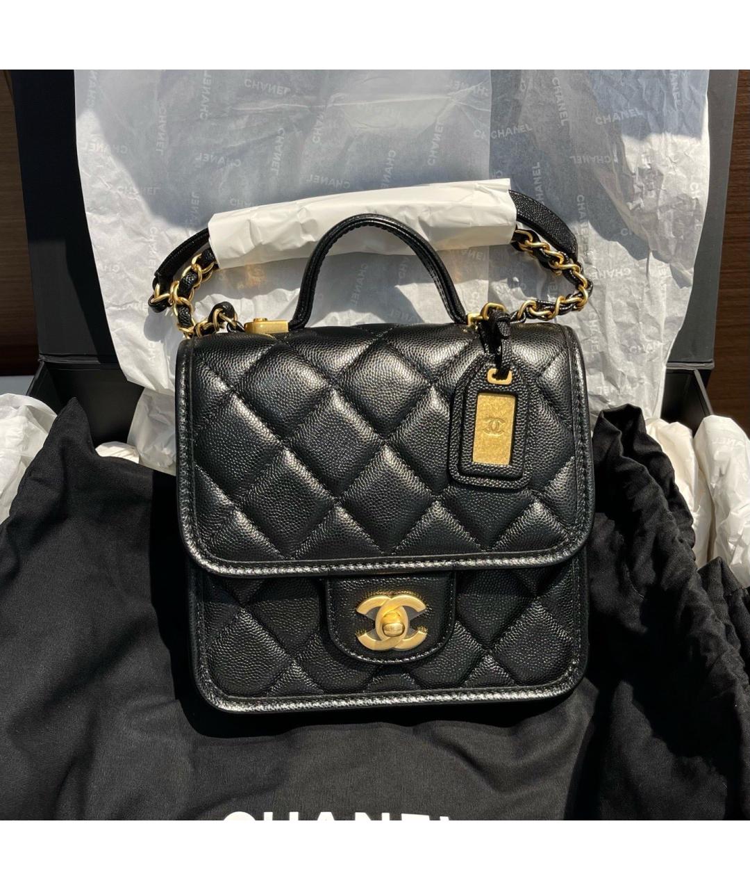 CHANEL Черная кожаная сумка через плечо, фото 7
