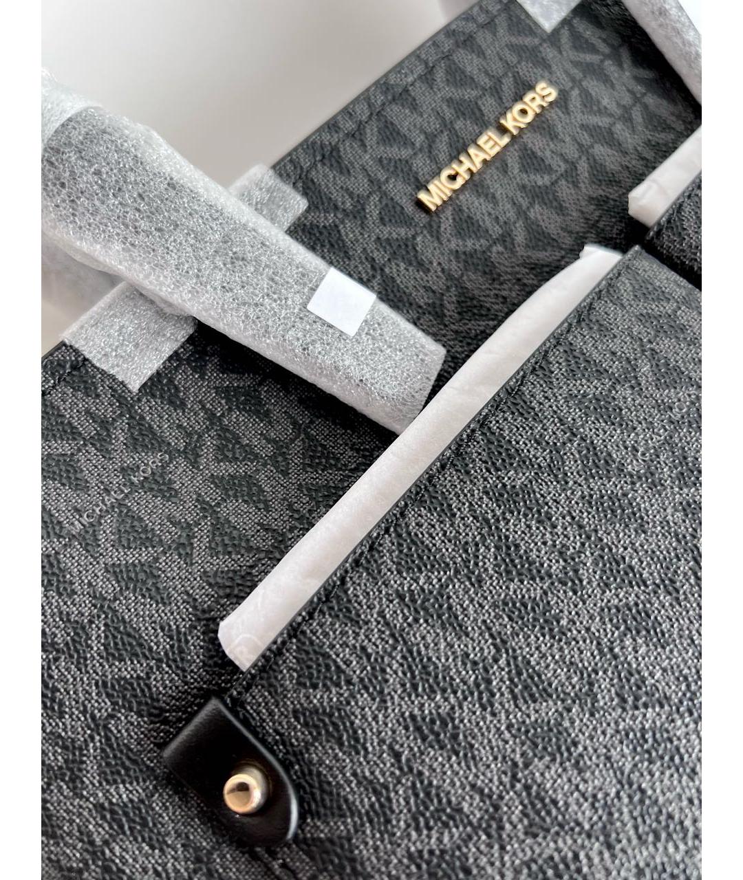 MICHAEL MICHAEL KORS Черная кожаная сумка тоут, фото 8