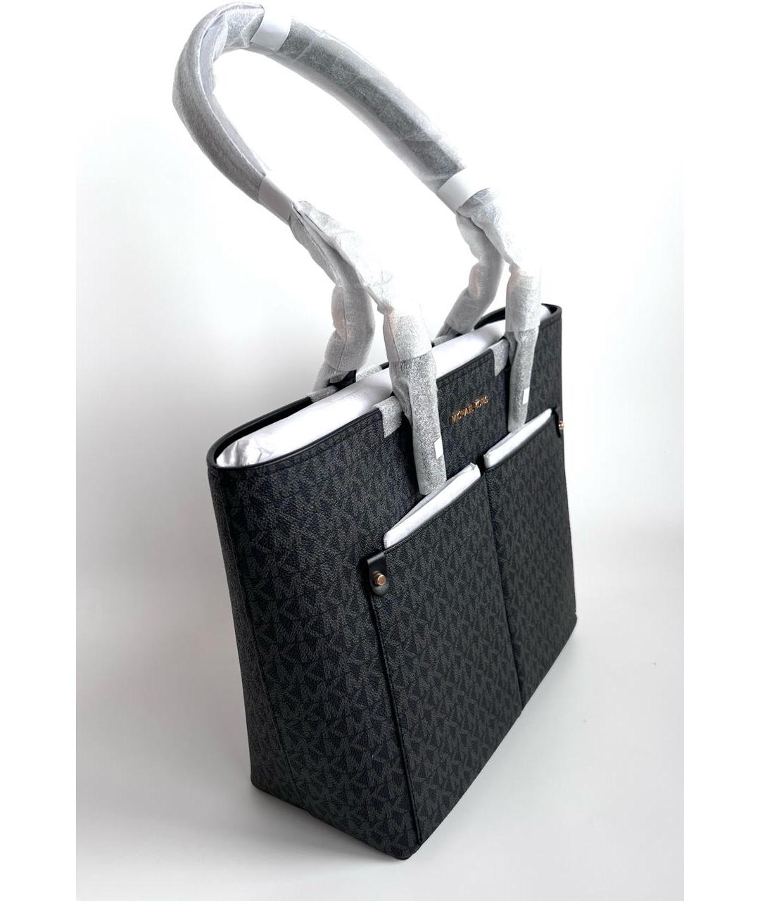 MICHAEL MICHAEL KORS Черная кожаная сумка тоут, фото 2