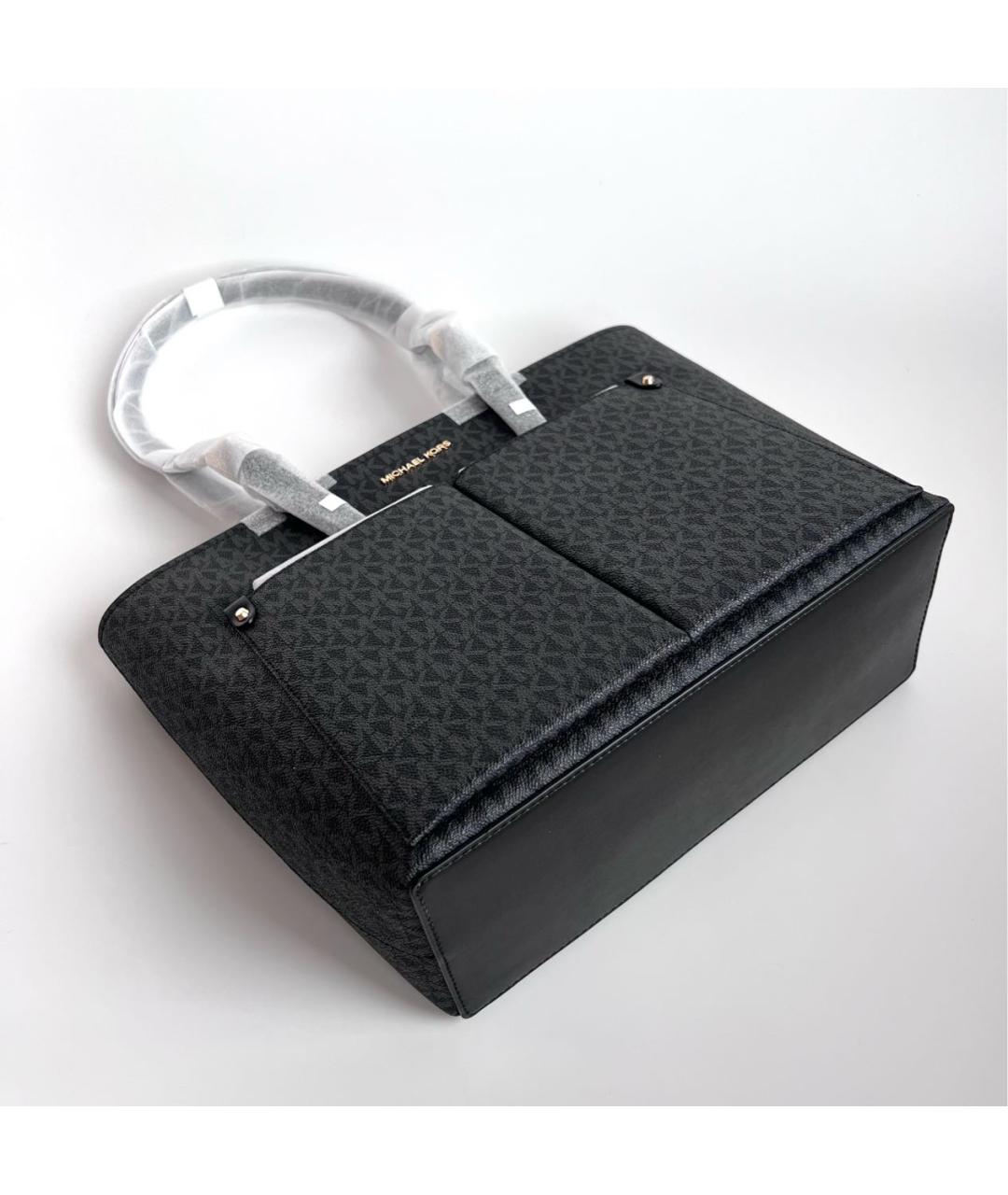 MICHAEL MICHAEL KORS Черная кожаная сумка тоут, фото 6