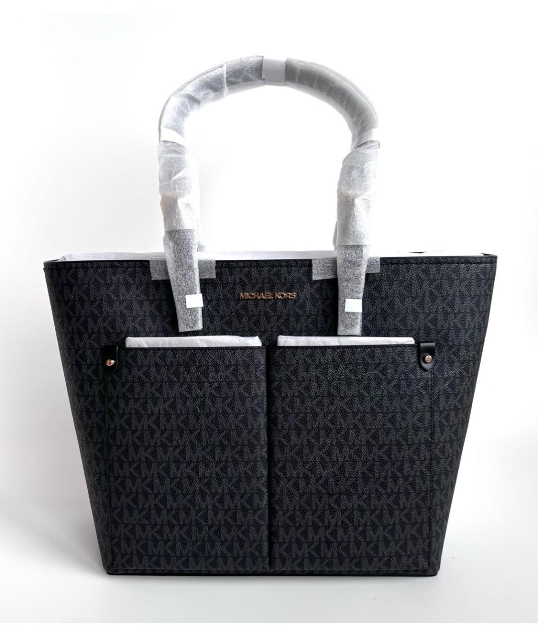 MICHAEL MICHAEL KORS Черная кожаная сумка тоут, фото 5