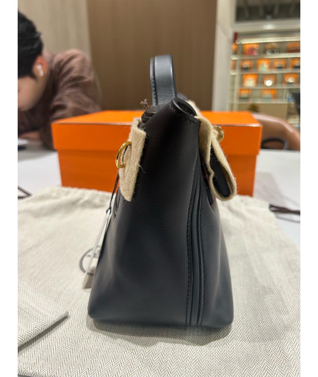 HERMES Черная кожаная сумка тоут, фото 3