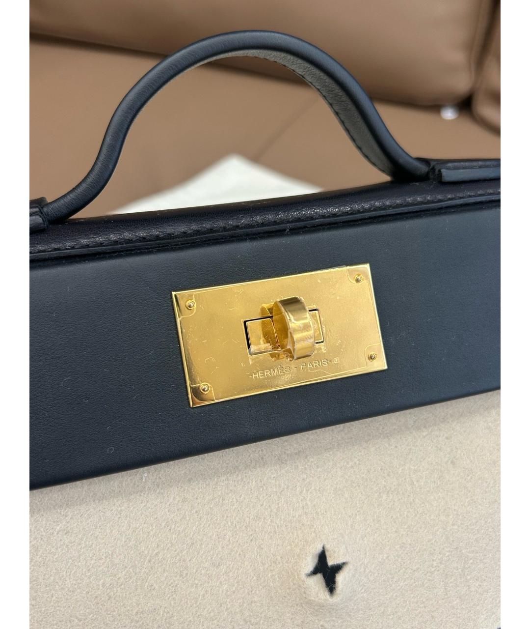 HERMES Черная кожаная сумка тоут, фото 9