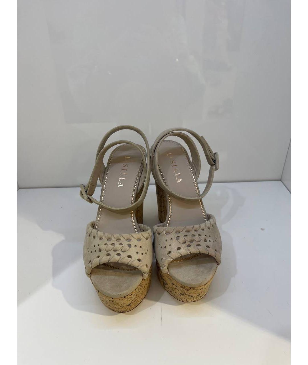 LE SILLA Бежевые кожаные босоножки, фото 2
