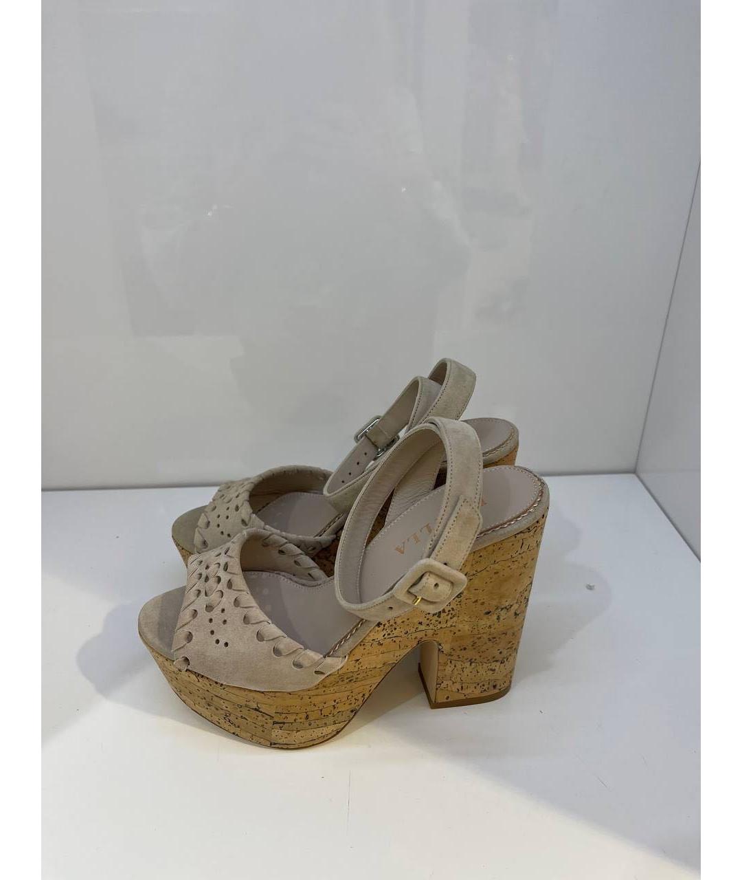 LE SILLA Бежевые кожаные босоножки, фото 4